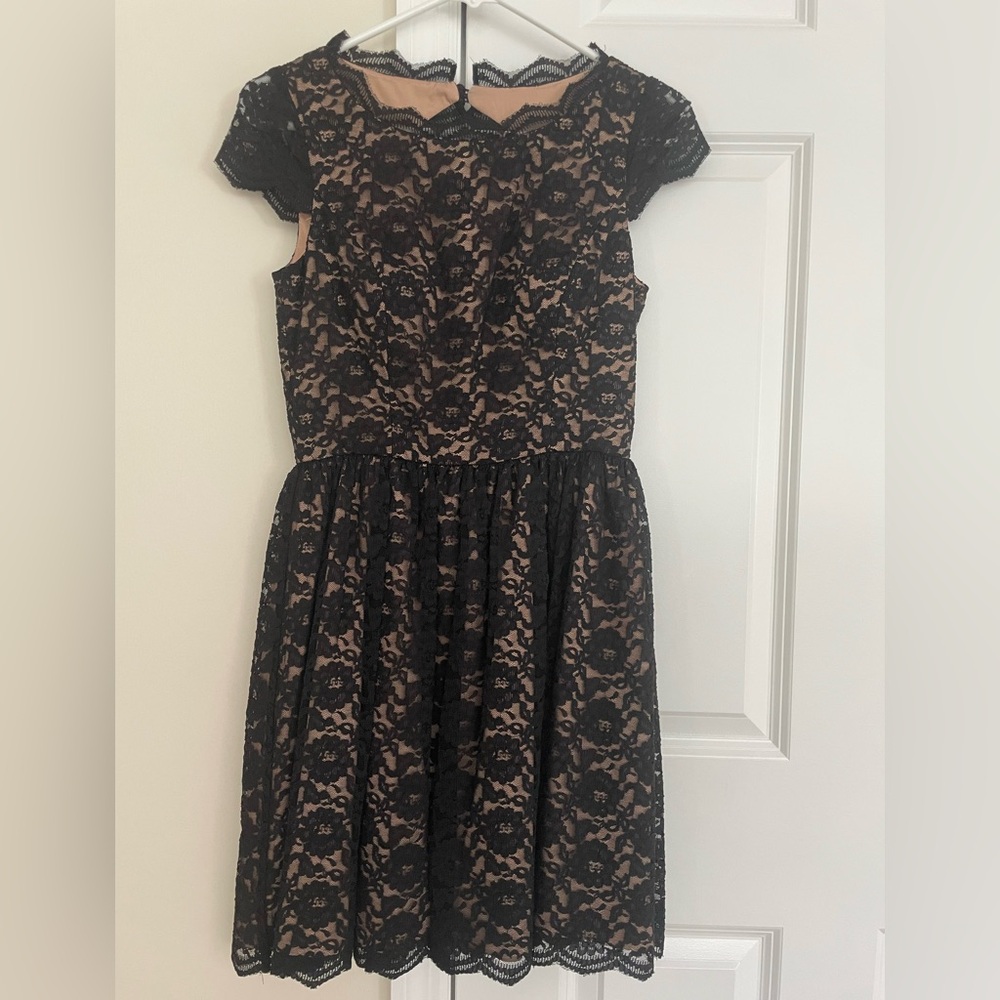 Aqua Black Lace Mini Dress